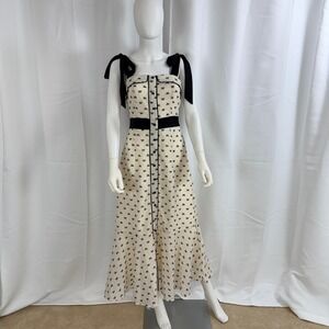 Mable Bow Print‎ Midi Dress Women Small White NWT Coquette, Balletcore, Romantic